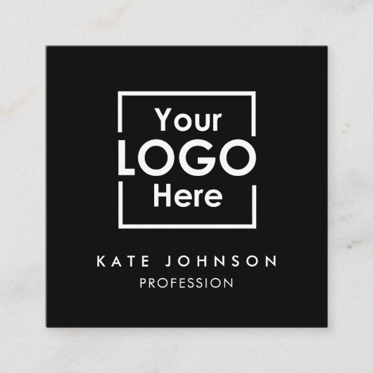 QRコードビジネスロゴプロフェッショナル白黒 スクエア名刺 (正面)