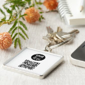 QRコードビジネスロゴホワイトミニマリストホワイト キーホルダー (側面)