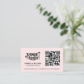 QRコードビジネスロゴモダンプロフェッショナルピンク 名刺 (スタンド正面)