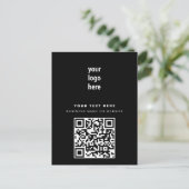 QRコードビジネスロゴモダンミニマリストブラック シーズンポストカード (スタンド正面)