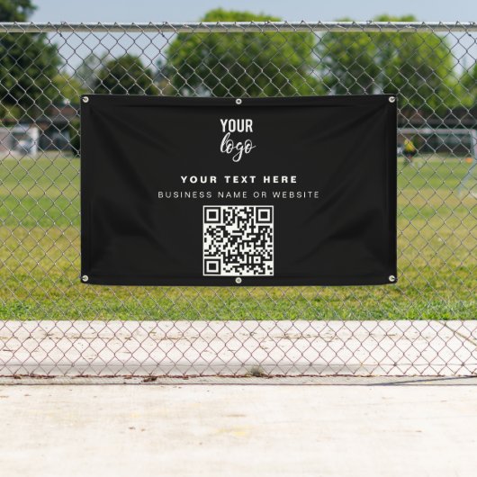 QRコードビジネスロゴモダンミニマリストブラック 横断幕 (インサイチュ)