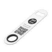 QRコードビジネスロゴモダンミニマリストホワイト スピード栓抜き (正面アングル)