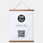 QRコードビジネスロゴモダンミニマリストホワイト 吊り下げ型タペストリー (正面)