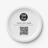 QRコードビジネスロゴモダンミニマリスト ペーパープレート (正面)