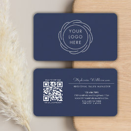 QRコードビジネスロゴ海軍モダンプロフェッショナル 名刺