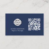 QRコードビジネスロゴ海軍モダンプロフェッショナル 名刺 (正面)
