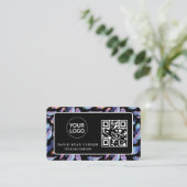 QRコードビジネスロゴ金ゴールドブラックプロフェッショナル 名刺 (スタンド正面)