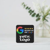 QRコードビジネスロゴ黒モダンGoogle Review スクエア名刺 (スタンド正面)