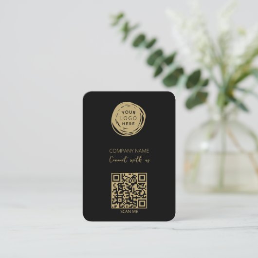 QRコードビジネスロゴ黒Mighty 名刺 (スタンド正面)