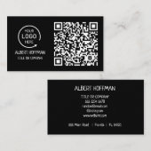 QRコードビジネスロゴ |ブラックモダンプロフェッショナル コーリングカード (正面/裏面)