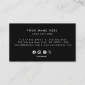 QRコードビジネスロゴ |ブラックモダンプロフェッショナル 名刺 (裏面)