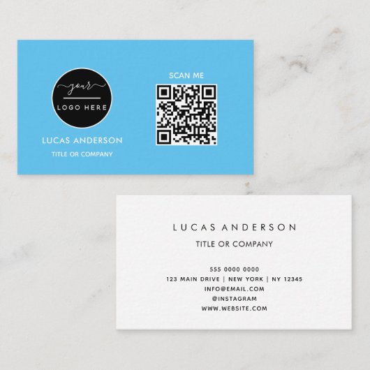 QRコードビジネスロゴ |ブラックモダンプロフェッショナル 名刺 (正面/裏面)