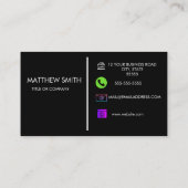 QRコードビジネスロゴ |ブラックモダンプロフェッショナル 名刺 (裏面)