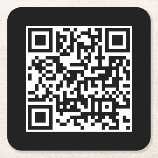 QRコードビジネス企業のミニマリストブラック スクエアペーパーコースター (正面)