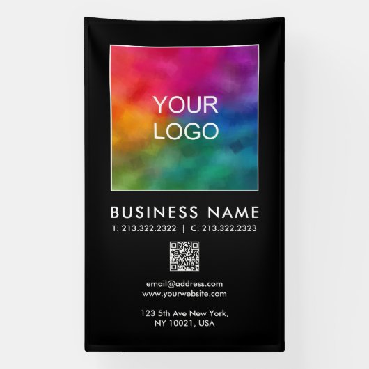 QRコードビジネス企業のロゴはこちら縦型 横断幕 (縦)