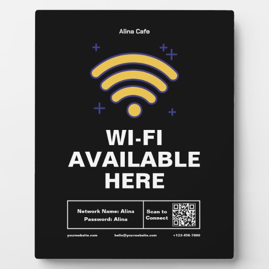 Qrコードビジネス名wifiミニマル詳細 フォトプラーク (正面)