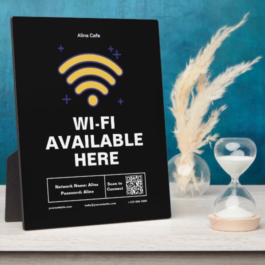 Qrコードビジネス名wifiミニマル詳細 フォトプラーク (側面)