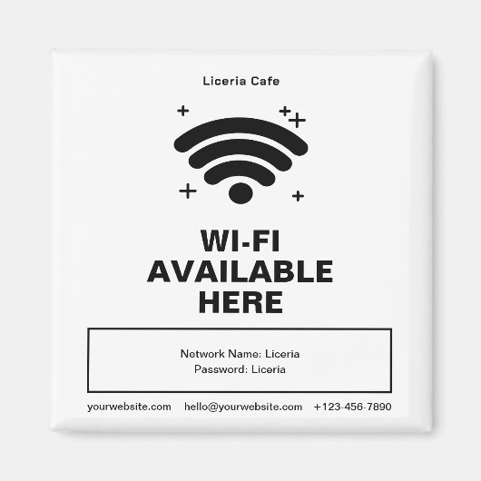 Qrコードビジネス名wifiミニマル詳細 マグネット (正面)
