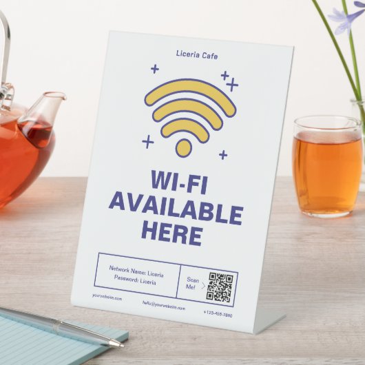 Qrコードビジネス名wifiミニマル詳細 台座サイン (インサイチュ)
