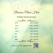 qrコードビジネス営業時間ホリデー金ゴールドブラック ウィンドウサイン (シート3)