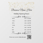 qrコードビジネス営業時間ホリデー金ゴールドブラック ウィンドウサイン (シート)