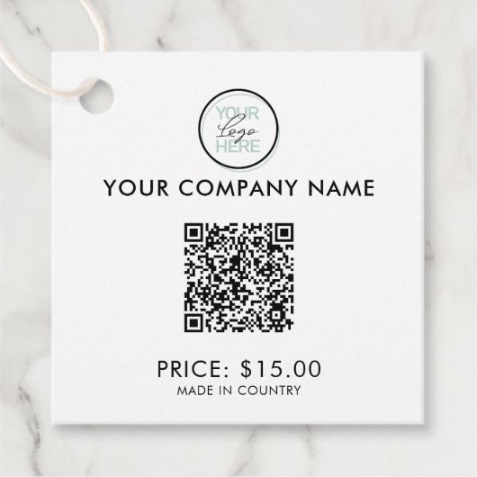 QRコードビジネス小売価格メッセージカード フェイバータグ (正面)