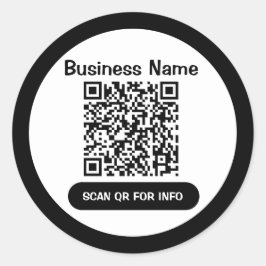 QRコードビジネス白黒エレガントなユニーク ラウンドシール