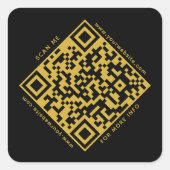 QRコードビジネス走査可能モダン黒金ゴールド スクエアシール (正面)