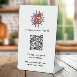 QRコードビジネス離れロゴ、レビュー 台座サイン