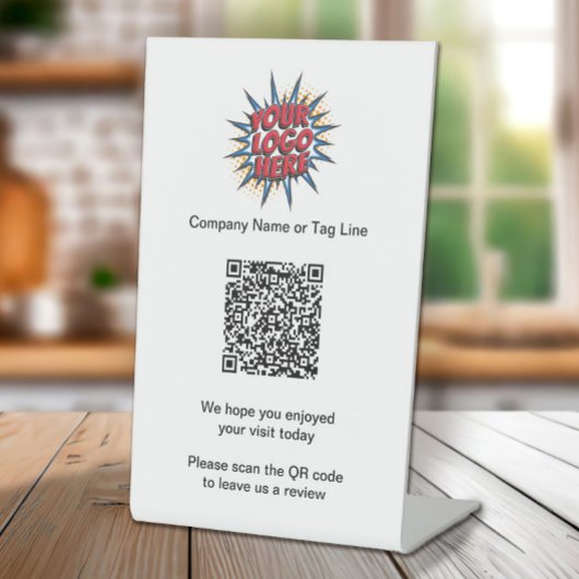 QRコードビジネス離れロゴ、レビュー 台座サイン