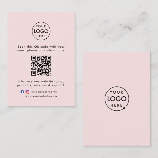 QRコードビジネスWebサイトスキャンMeソーシャルメディアピンク 名刺 (正面/裏面)
