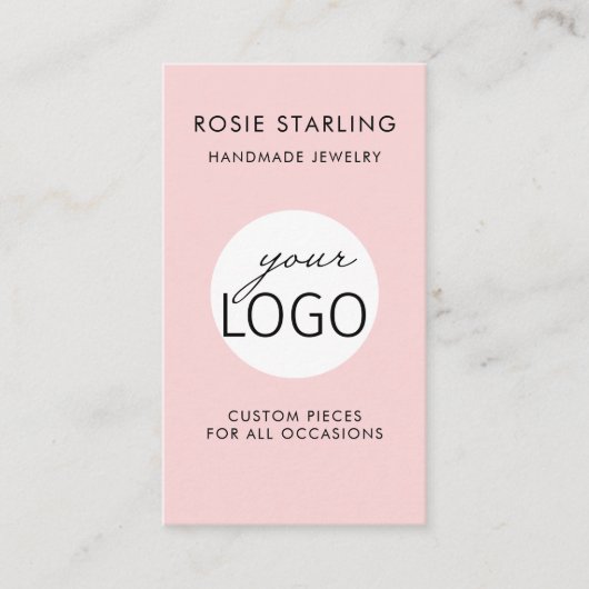 QRコードピンクかわいらしジュエリーロゴ縦線 名刺 (正面)
