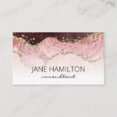 QRコードピンクアゲイト大理石プロファイル名刺 名刺 (正面)