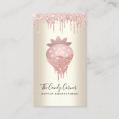 QRコードピンクイチゴグリッター構成金ゴールド 名刺 (正面)