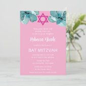 QRコードピンクウォーター色フローラバルミツワー 招待状 (スタンド正面)