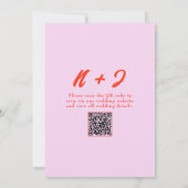 QRコードピンクオレンジファンキーブライトユニーク結婚ズ 招待状 (裏面)