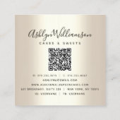 QRコードピンクカップケーキグリッタードリップベーカリーシェフ金ゴールド スクエア名刺 (裏面)