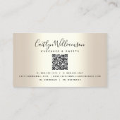 QRコードピンクカップケーキベーカリーシェフグリッタードリップ金ゴールド 名刺 (裏面)