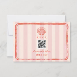 QRコードピンクストライプ色の結婚QR RSVP