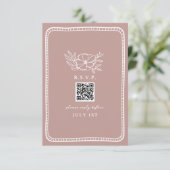 QRコードピンクフローラ結婚のQR RSVP (スタンド正面)