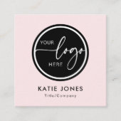 QRコードピンクホワイトカスタムロゴConnect with Us スクエア名刺 (正面)