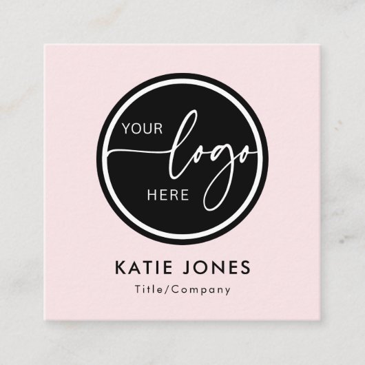 QRコードピンクホワイトカスタムロゴConnect with Us スクエア名刺 (正面)