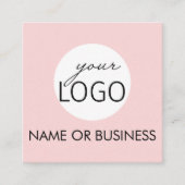 QRコードピンク淡い色のプロフェッショナルロゴ正方形 スクエア名刺 (正面)