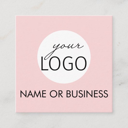 QRコードピンク淡い色のプロフェッショナルロゴ正方形 スクエア名刺 (正面)