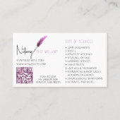 QRコードピンク&ホワイトミニマリスト公証人写真 名刺 (裏面)