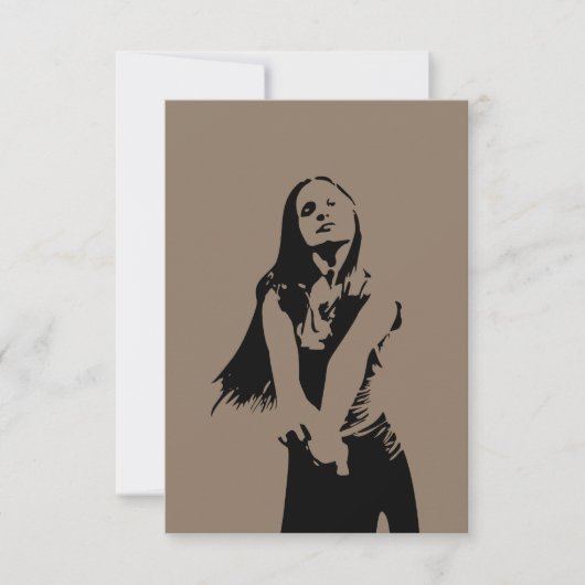 Qrコードファッショナブル黒踊りガールシルエット カード (正面)