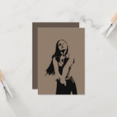 Qrコードファッショナブル黒踊りガールシルエット カード (正面/裏面インサイチュ)