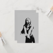 Qrコードファッショナブル黒踊りガールシルエット カード (正面/裏面インサイチュ)