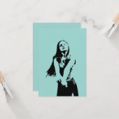 Qrコードファッショナブル黒踊りガールシルエット カード (正面/裏面インサイチュ)