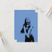 Qrコードファッショナブル黒踊りガールシルエット カード (正面/裏面インサイチュ)